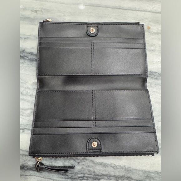 Kate Spade New York Black Pebbled Leather Double Zip BiFold Wallet - Picture 7 of 10